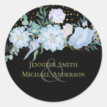 Light Blue Floral Black Modern Wedding Budget