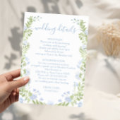 Light blue floral Boho Chic Wedding Details Cards Informatiekaartje