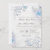 Light Blue Floral Boho Fresh Wedding Invite Kaart (Voorkant)