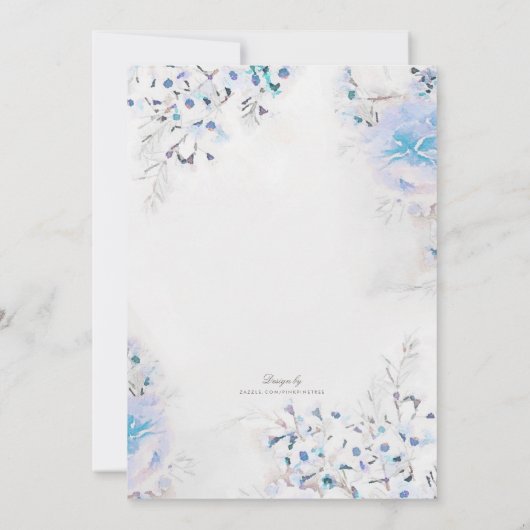 Light Blue Floral Boho Fresh Wedding Invite Kaart (Achterkant)