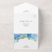 Light Blue Floral Botanical Hydrangea Boho Wedding All In One Uitnodiging (Buitenkant)