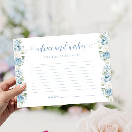 Light Blue Floral Bridal Shower Advice and Wishes Informatiekaartje