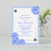 Light Blue Floral Elegant Quinceanera Folie Uitnodiging (Staand Voorkant)