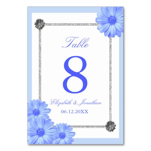 Light Blue Floral Elegant Wedding Kaart (Voorkant)