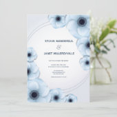 Light Blue Floral Flowers Weddenschap Kaart (Staand voorkant)