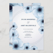 Light Blue Floral Flowers Weddenschap Kaart (Voorkant / Achterkant)