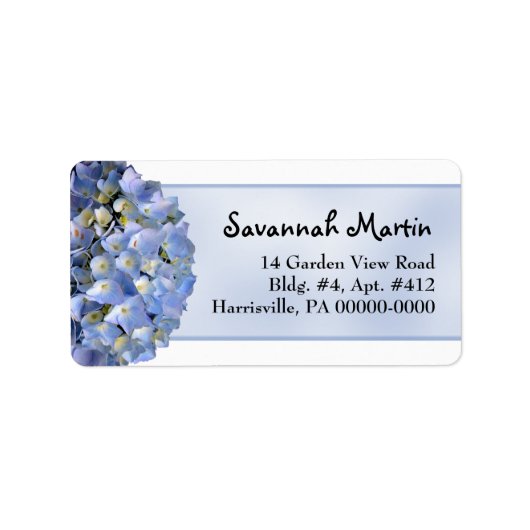 Light Blue Floral Hydrangea Wide Etiket (Voorkant)