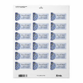 Light Blue Floral Hydrangea Wide Etiket (Full Sheet)