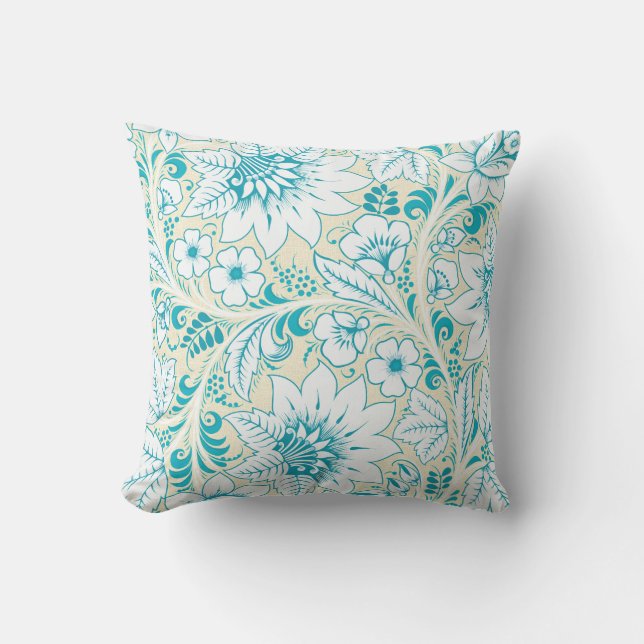Light Blue Floral Kussen (Voorkant)