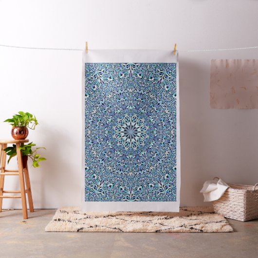 Light Blue Floral Life Mandala Stof (Voorbeeld)