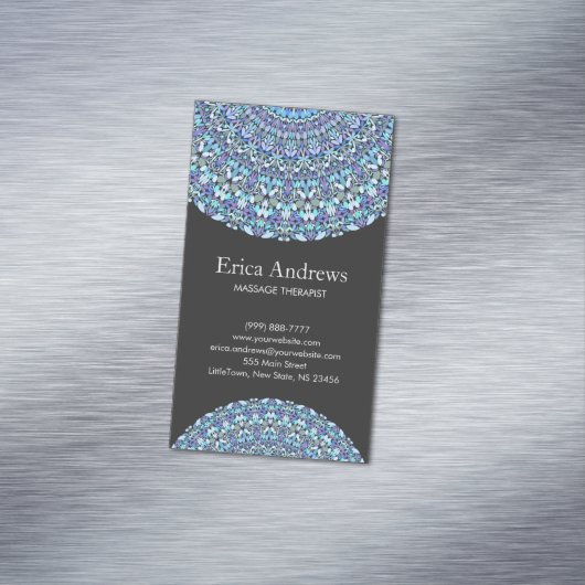 Light Blue Floral Mandala Magnetisch Visitekaartje (Voorbeeld)