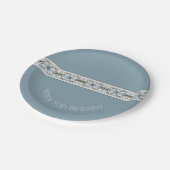 Light Blue Floral Papieren Bordje (Gekanteld)