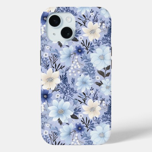 Light Blue Floral Pattern Case-Mate iPhone Case (Achterkant)