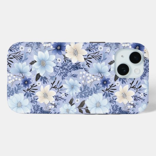 Light Blue Floral Pattern Case-Mate iPhone Case (Achterkant (horizontaal))