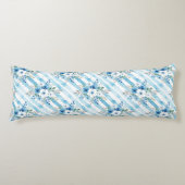 Light Blue Floral Pattern Coastal Minimal Lichaamskussen (Voorkant)