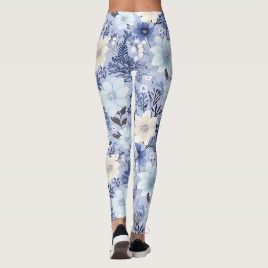 Light Blue Floral Pattern Leggings (Achterkant)