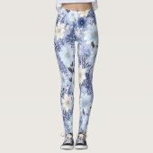 Light Blue Floral Pattern Leggings (Voorkant)
