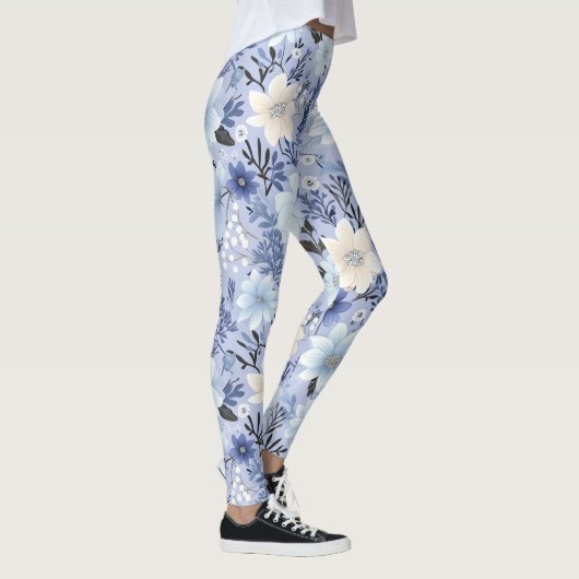 Light Blue Floral Pattern Leggings (Rechts)