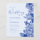 Light Blue Floral Photo Chinoiserie Wedding Invite (Voorkant)