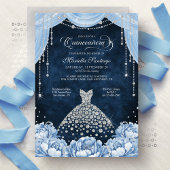 Light Blue Floral Princess Quinceanera Invitation Kaart