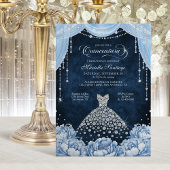 Light Blue Floral Princess Quinceanera Invitation Kaart
