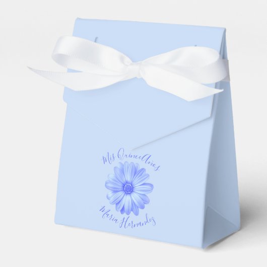 Light Blue Floral Quinceañera Bedankdoosjes (Voorkant Zijde)