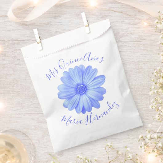 Light Blue Floral Quinceañera Bedankzakje (Geknipt)