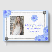 Light Blue Floral Quinceanera Gastenboek (Voorkant)