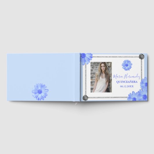 Light Blue Floral Quinceanera Gastenboek (Volledig)