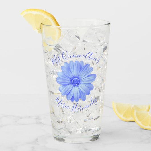 Light Blue Floral Quinceañera Glas (Voorkant ijs)