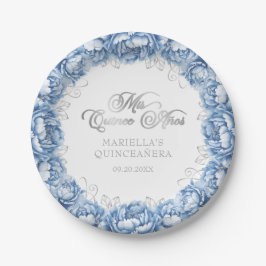 Light Blue Floral Quinceanera Papieren Bordje