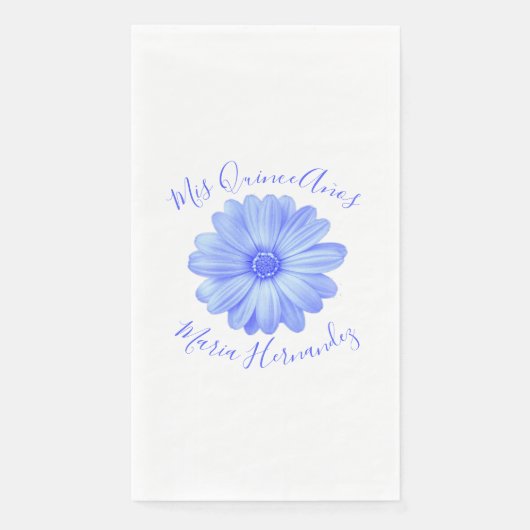 Light Blue Floral Quinceañera Servet (Voorkant)