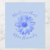 Light Blue Floral Quinceañera Wijn Etiket (Enkel label)