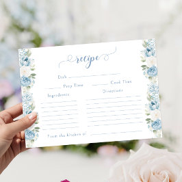 Light Blue Floral Spring Bridal Shower Recipe Card Informatiekaartje