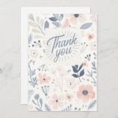 Light Blue Floral Thank you card - note card  Feestdagenkaart (Voorkant / Achterkant)