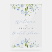 Light Blue Floral Vrijgezellenfeest Welcome Acryl Bord (Voorkant)