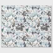 Light Blue Floral Waterverf Clematis Vine Cadeaupapier (Vlak)