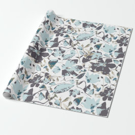 Light Blue Floral Waterverf Clematis Vine Cadeaupapier