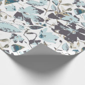 Light Blue Floral Waterverf Clematis Vine Cadeaupapier (Hoek)