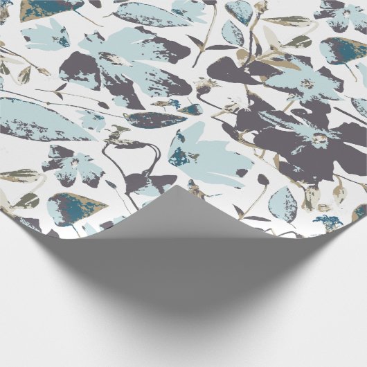 Light Blue Floral Waterverf Clematis Vine Cadeaupapier (Hoek)