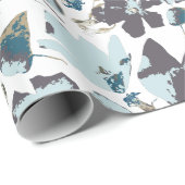 Light Blue Floral Waterverf Clematis Vine Cadeaupapier (Rol Hoek)