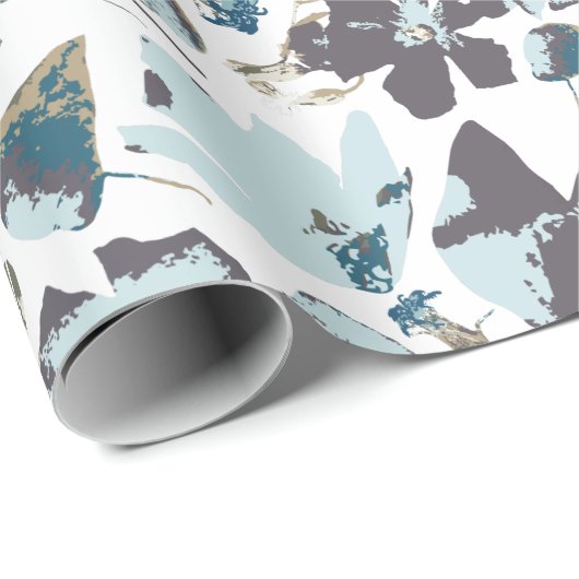 Light Blue Floral Waterverf Clematis Vine Cadeaupapier (Rol Hoek)