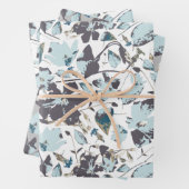 Light Blue Floral Waterverf Clematis Vine Inpakpapier Vel (In situ)