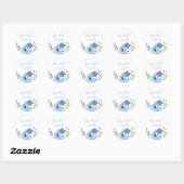 Light Blue Floral Weddenschap Aangepast Ronde Sticker (Vel)