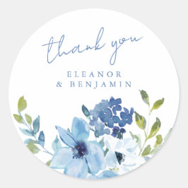 Light Blue Floral Weddenschap Aangepast Ronde Sticker