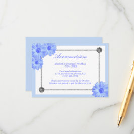 Light Blue Floral Wedding Accommodatie Card Informatiekaartje