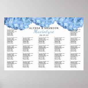 Light Blue Floral Wedding Reception-kaart Poster