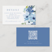 Light Blue Floral Wedding Website RSVP QR Code Informatiekaartje (Voorkant / Achterkant)