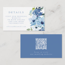 Light Blue Floral Wedding Website RSVP QR Code Informatiekaartje
