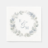 Light Blue Floral Wreath Wedding Napkin Servet (Voorkant)